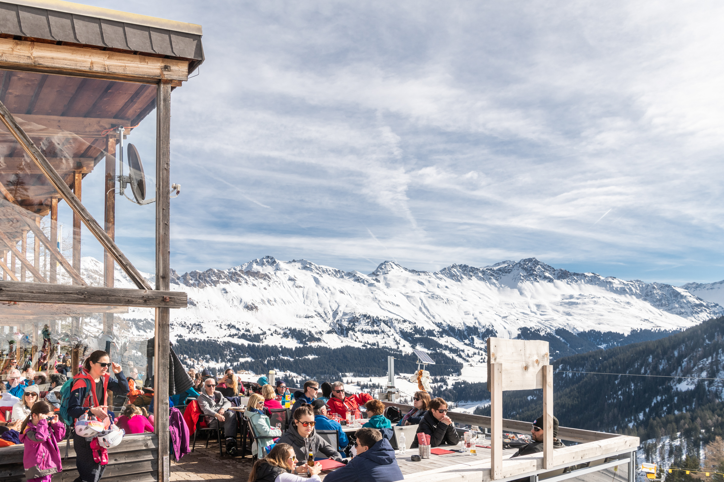 Bergrestaurant auf dem Erlebnisberg Pradaschier im WInter